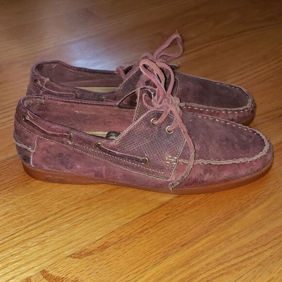 Bed Stu Red Leather Boat Shoes - Picture 1 of 8